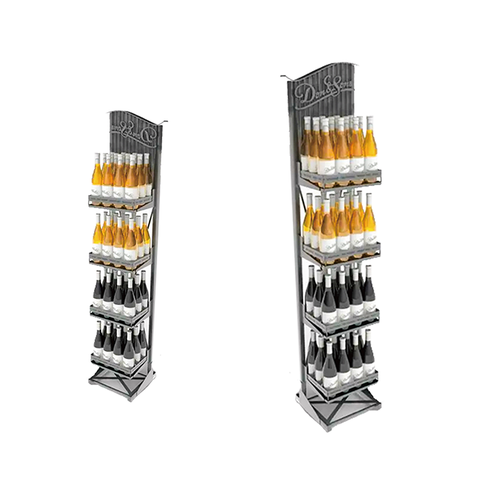 Metal Beverage Display Rack for Floor with Retail Stands