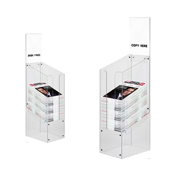 Custom Acrylic Magazine Display Racks with Square Dump Bin