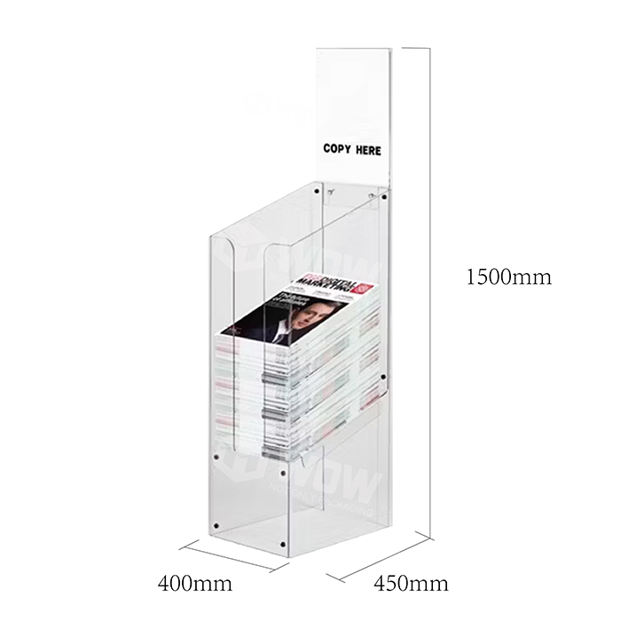 Custom Acrylic Magazine Display Racks with Square Dump Bin