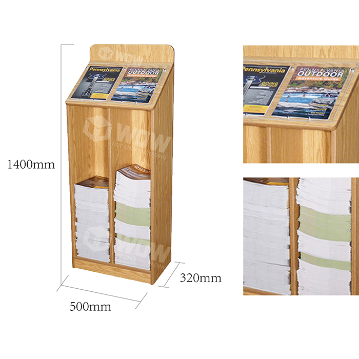Wooden Freestanding Magazine Display Rack for Retail