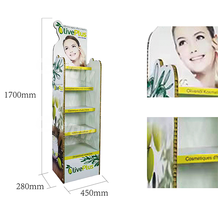 Cardboard Honeycomb Floor Standing Personal Care Display Shelf