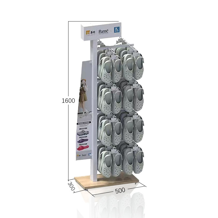 Stainless Steel Flip Flop Display Stands with Freestanding Pegboard