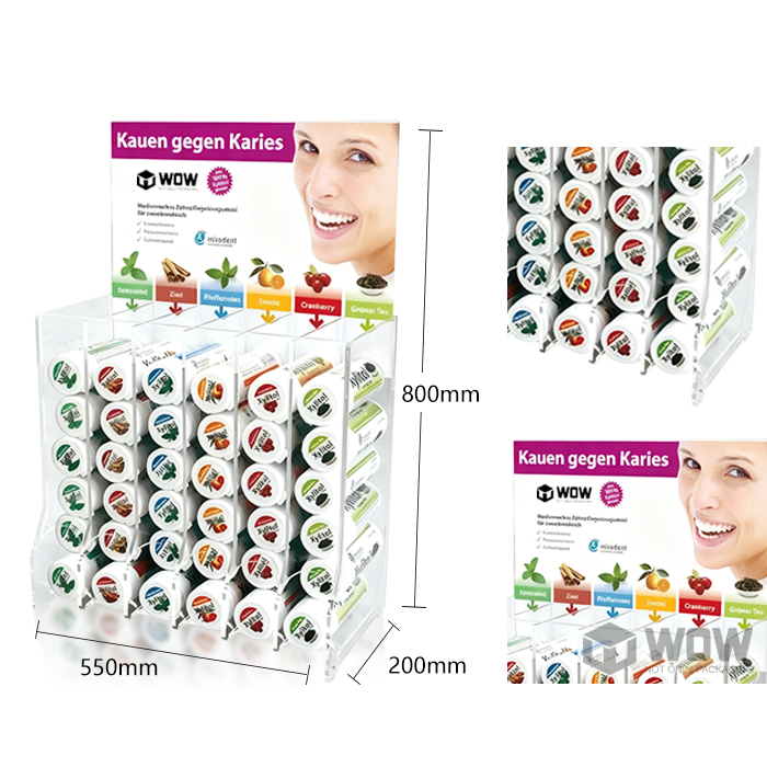 Chewing Gum Tabletop Gravity Feed Acrylic Display Stand