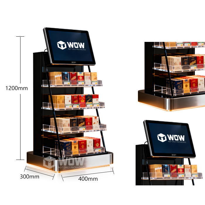 Cigarette Retail Countertop Acrylic Display Rack with LCD Screen