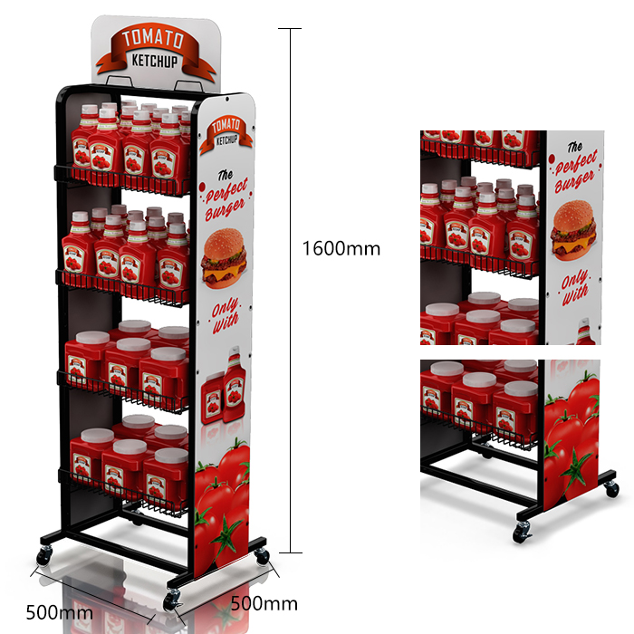 Tomato Sauce Wire POP FSDU Display Units with Casters