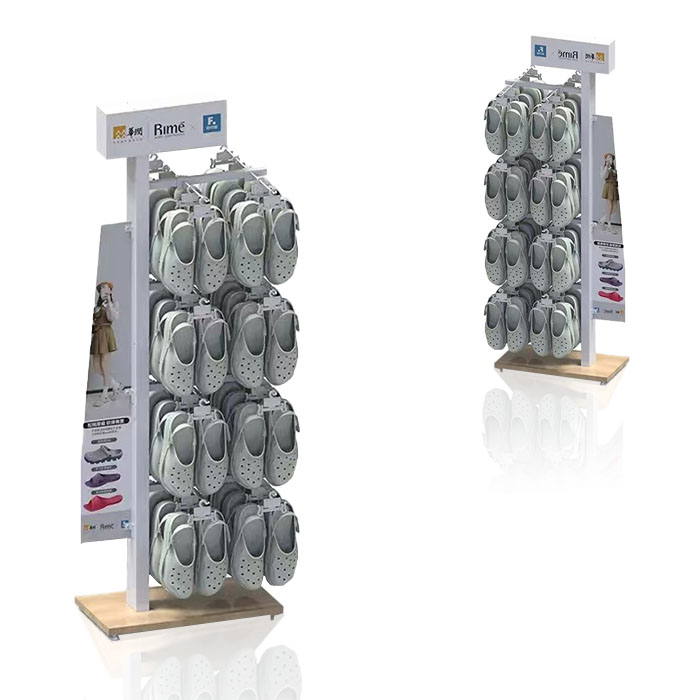 Stainless Steel Flip Flop Display Stands with Freestanding Pegboard