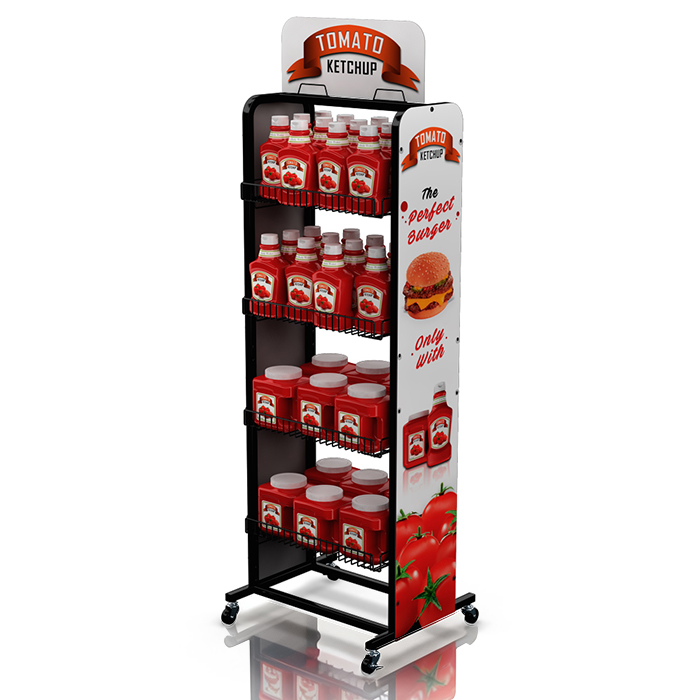Tomato Sauce Wire POP FSDU Display Units with Casters