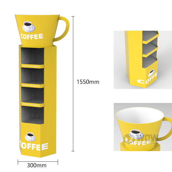 Cardboard Freestanding Coffee Bag Display Rack