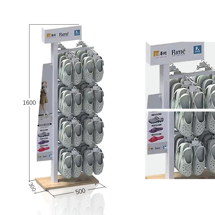 Stainless Steel Flip Flop Display Stands with Freestanding Pegboard
