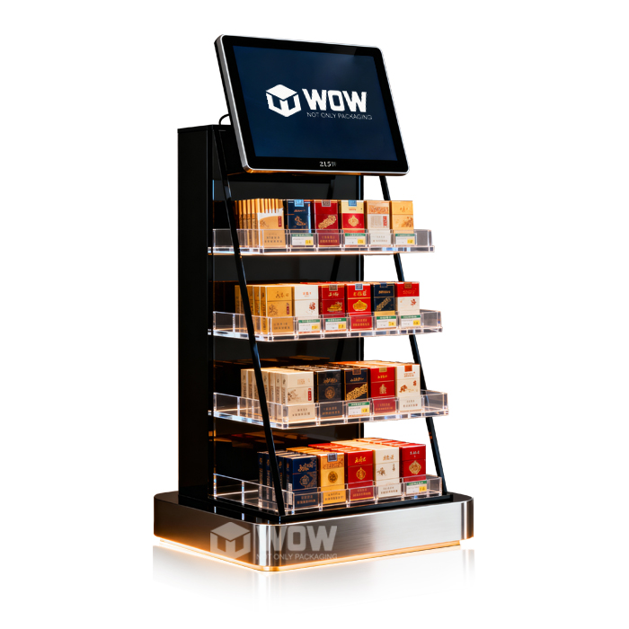 Cigarette Retail Countertop Acrylic Display Rack with LCD Screen