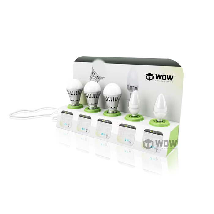 Suporte de acrílico para display POP de mesa com iluminação LED