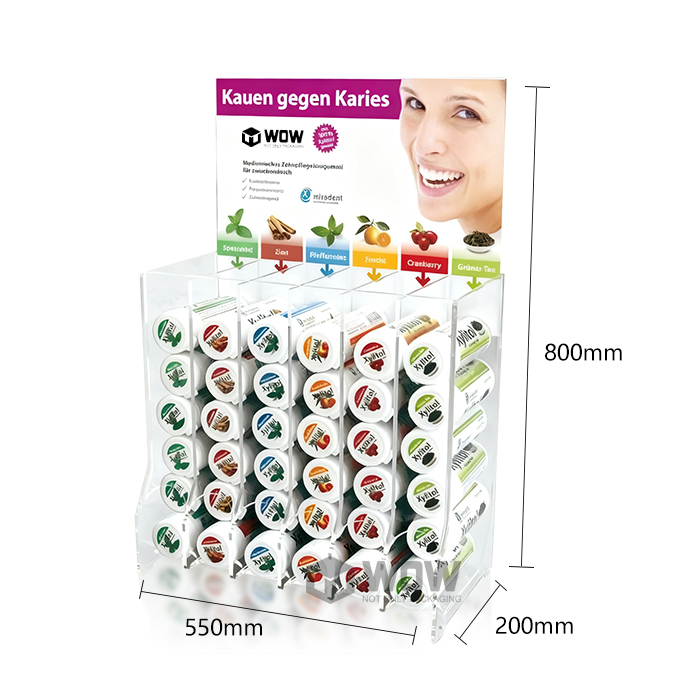 Chewing Gum Tabletop Gravity Feed Acrylic Display Stand