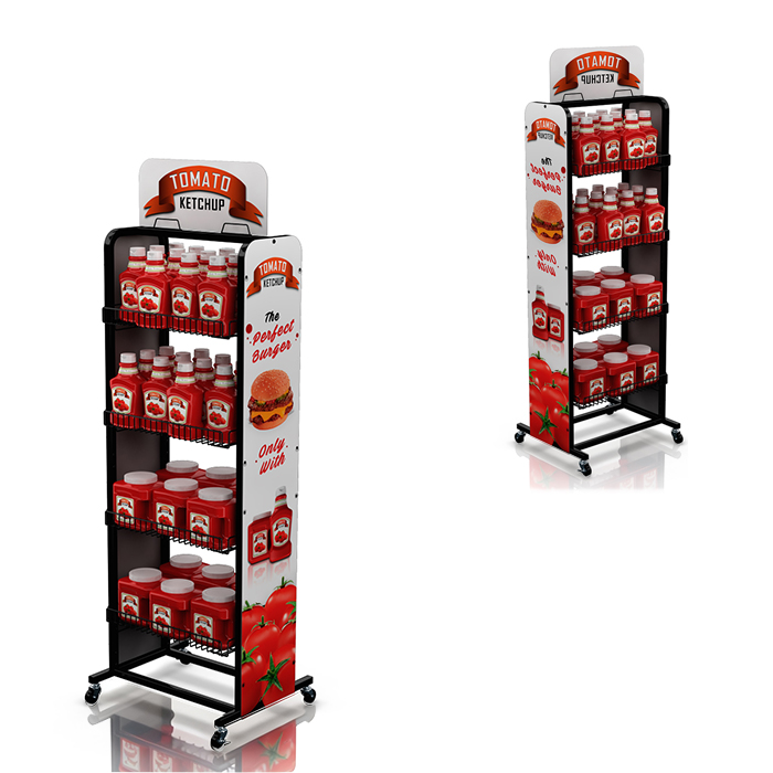 Tomato Sauce Wire POP FSDU Display Units with Casters
