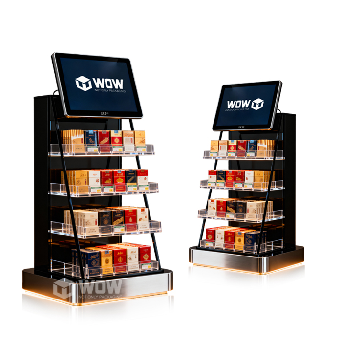 Cigarette Retail Countertop Acrylic Display Rack with LCD Screen