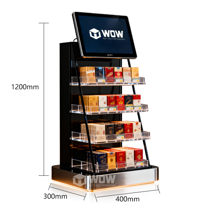 Cigarette Retail Countertop Acrylic Display Rack with LCD Screen