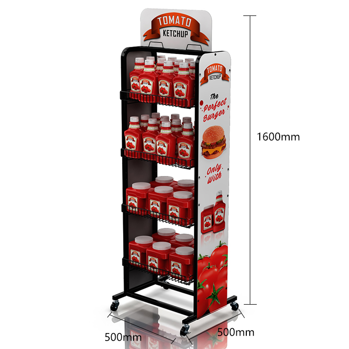Tomato Sauce Wire POP FSDU Display Units with Casters