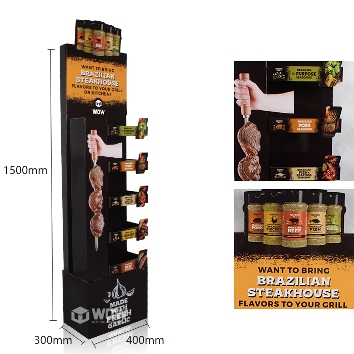 Paperboard POP Floor Display for Salt and Pepper Shakers with 3D Cardboard Design