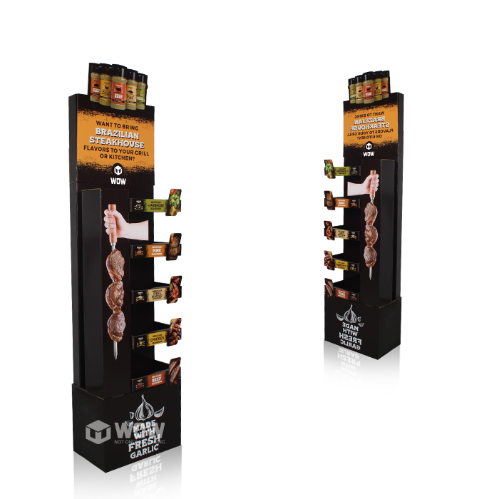 Paperboard POP Floor Display for Salt and Pepper Shakers with 3D Cardboard Design