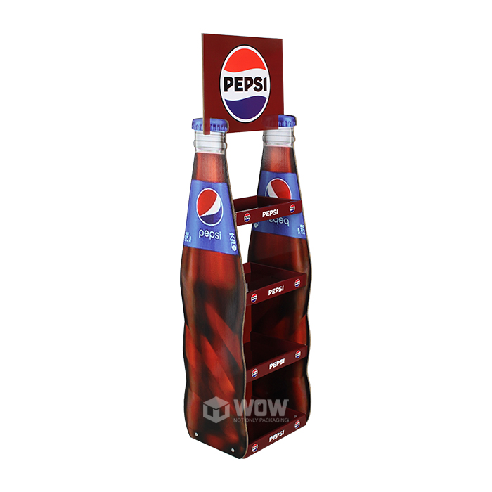 Double Sided Corrugated Christmas Pepsi Bottle Shape Display Stan