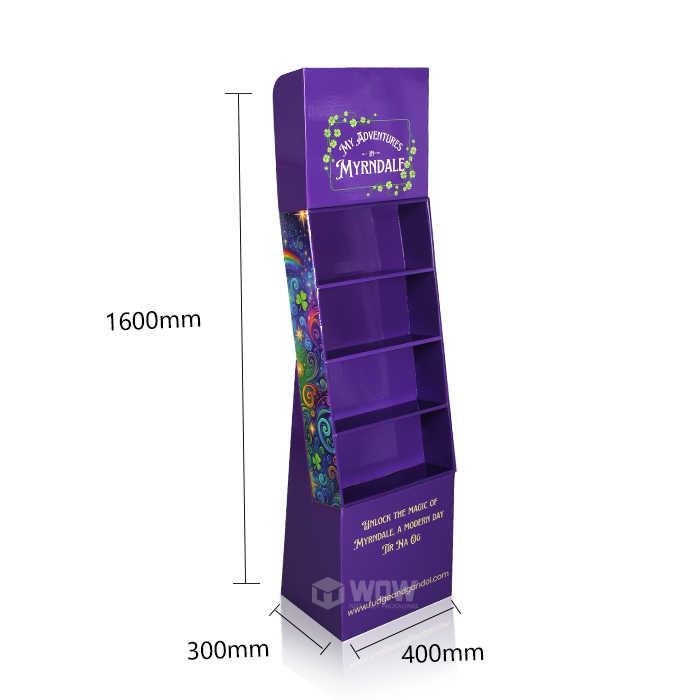 Tiered Floor Boxed Cards Display Stand with Cardboard Shippers 