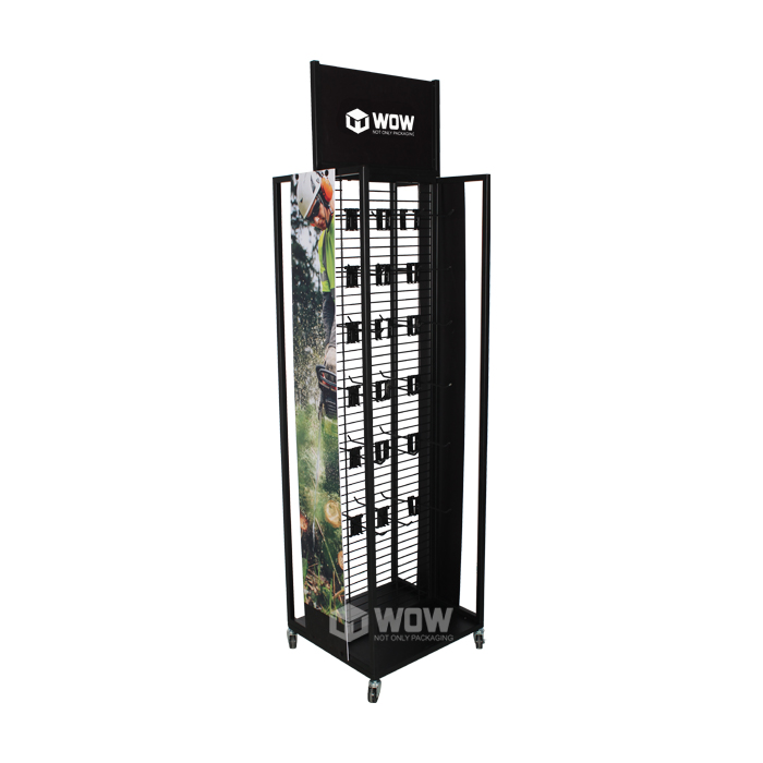 Black Metal Hardware Display Stand with Hanging Hooks