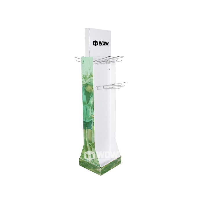 حامل عرض نقاط البيع ذو وجهين من الورق المقوى مزود بخطافات معدنية