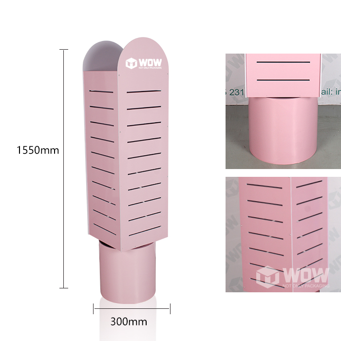 4 Sided Spinning Jewelry Display Stand with PVC Rack