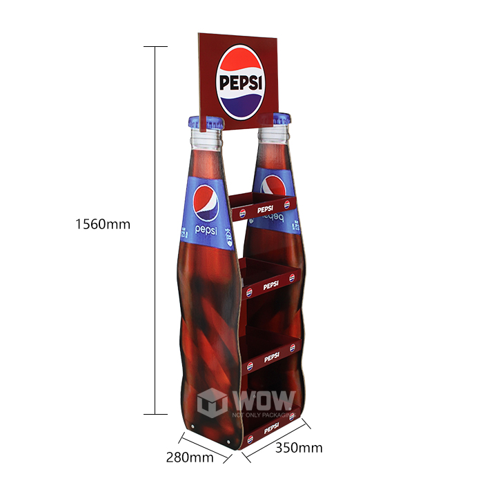 Double Sided Corrugated Christmas Pepsi Bottle Shape Display Stan