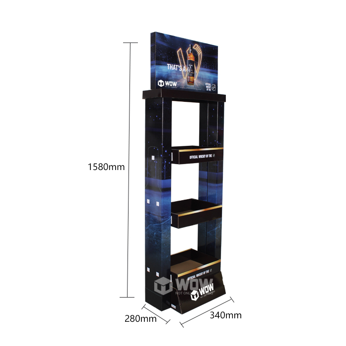 3 Shelf Cardboard Floor Display for Drink Products