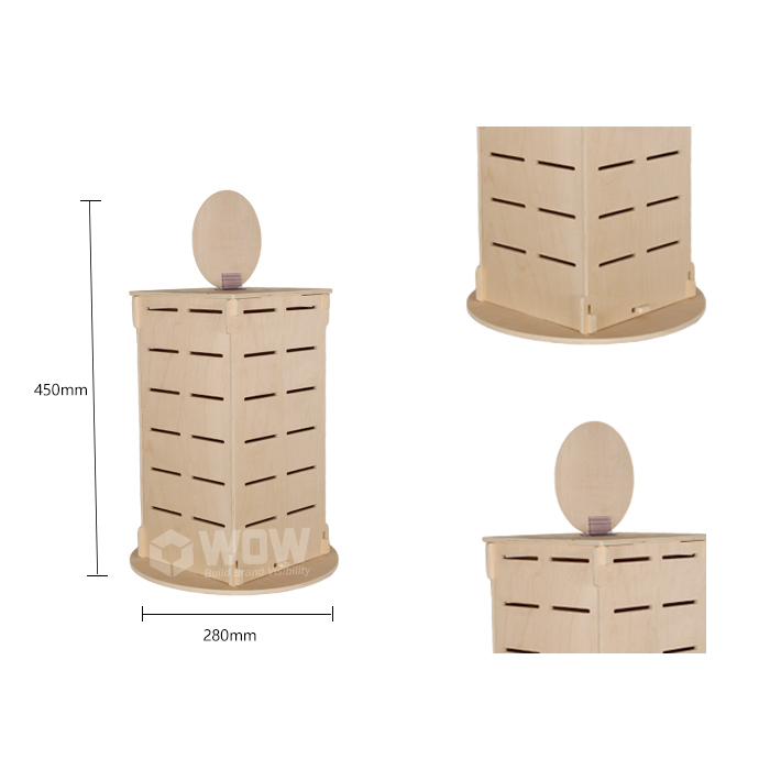 Rotating Wooden Car Air Freshener Display Stand with Hooks