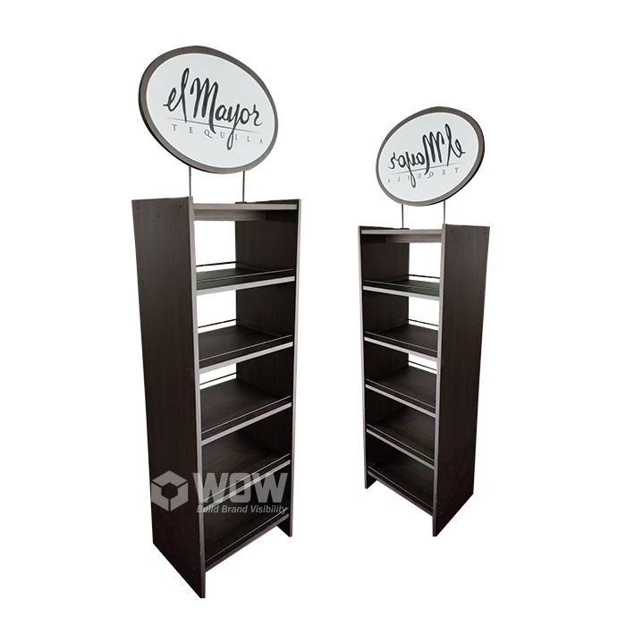 5 Tier MDF Wine Shelf Display Timber Stand