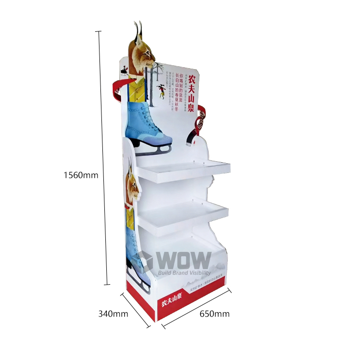 Retail Floor Beverage Merchandiser Wooden 3 Tier Display Rack