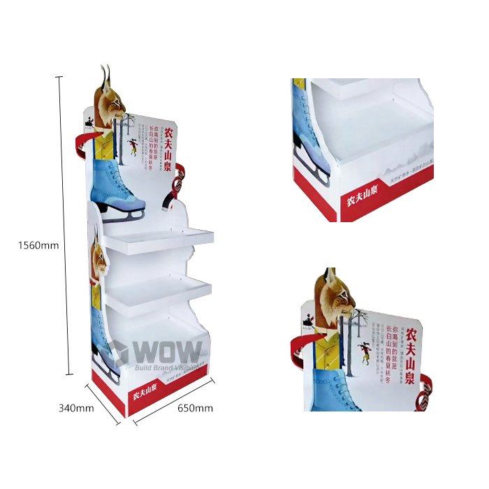 Retail Floor Beverage Merchandiser Wooden 3 Tier Display Rack