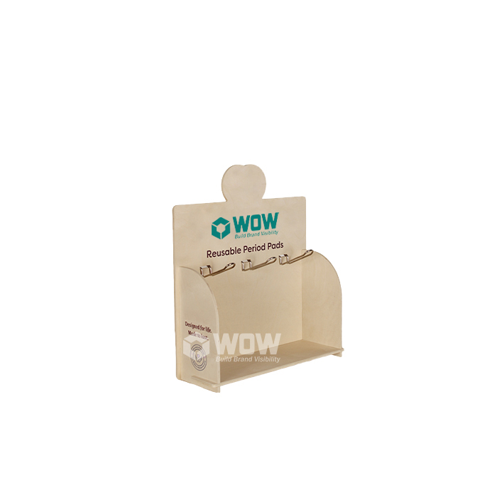 Plywood Tabletop Towel Display Stand with Hooks