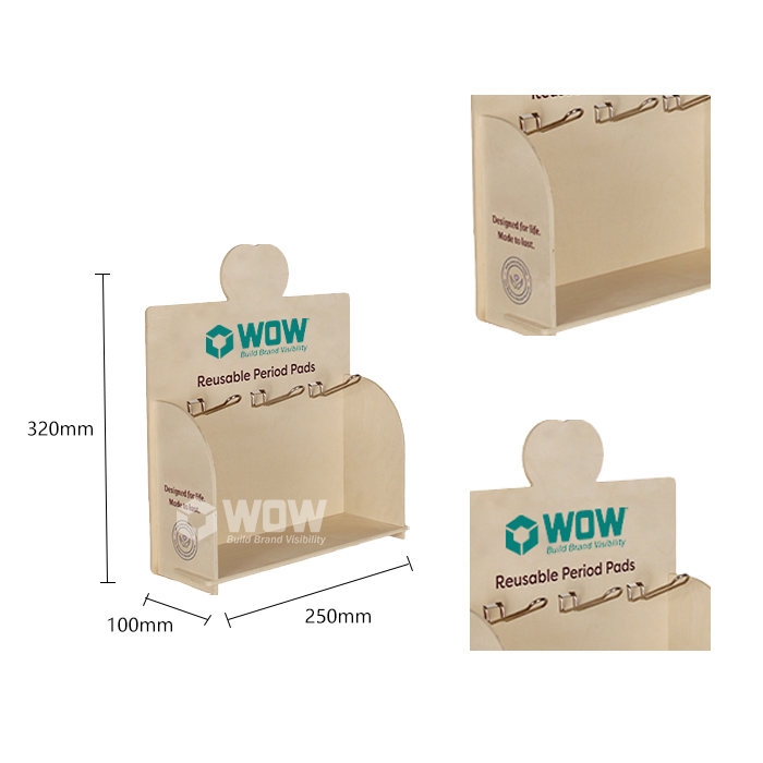 Plywood Tabletop Towel Display Stand with Hooks