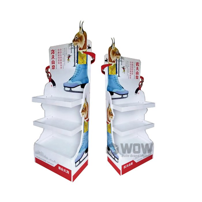 Retail Floor Beverage Merchandiser Wooden 3 Tier Display Rack