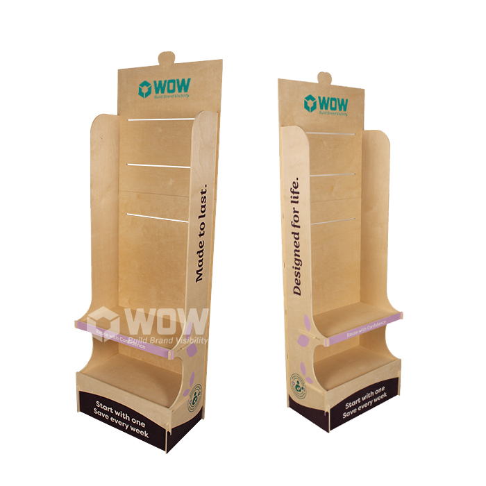 Wooden Towel Rack Display Stand with Hooks Plywood Retail Display