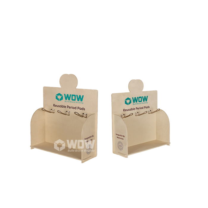 Plywood Tabletop Towel Display Stand with Hooks