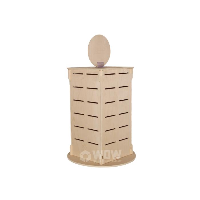 Rotating Wooden Car Air Freshener Display Stand with Hooks